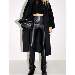 Extra long faux leather leggings